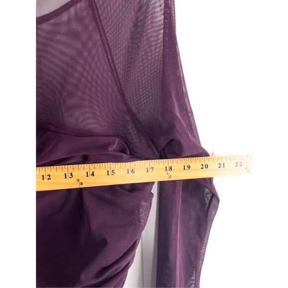 Mark Zunino Purple Mesh and Ruched Dress Size 16 - Picture 5 of 10